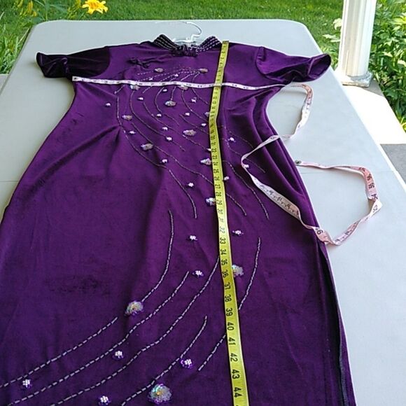 Vintage Kevin T Elegant Purple Large Maxi Dress Embellishments Special Event - Picture 12 of 14